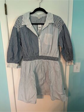 American Eagle | Blue & White Striped Button-Up ShirtDress